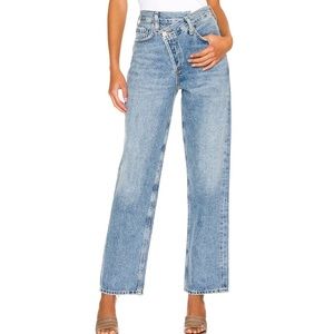 Agolde Criss Cross Oversized Jeans in Light Blue Wash